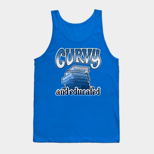 Curvy and educated, stack of blue books Tank Top